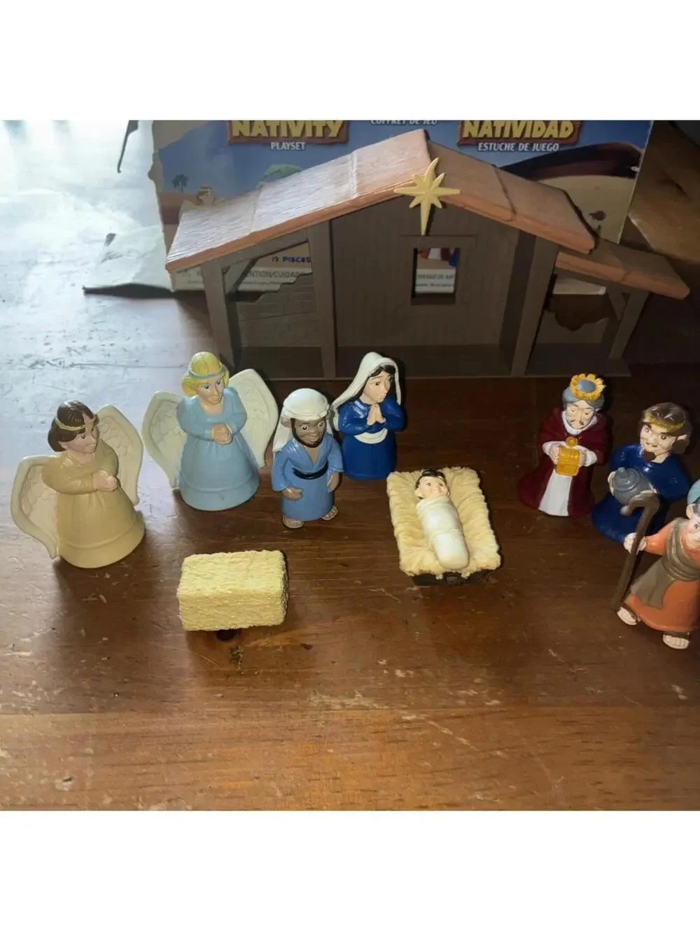 BIBLE TOYS NATIVITY PLAYSET 17 PIECE PREOWNED 2013 MISSING DONKEY & Palm Tree